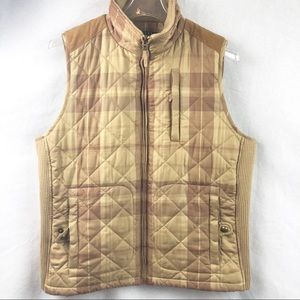 Lauren Ralph Lauren Tan Plaid Quilted Zip Vest